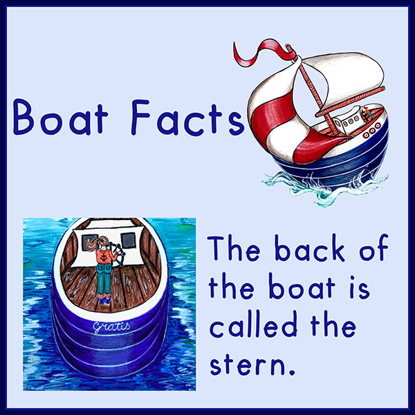 boat facts
Why are sails different shapes? You will find the answer to this question and more on the Boat Facts page.
stern
back of boat