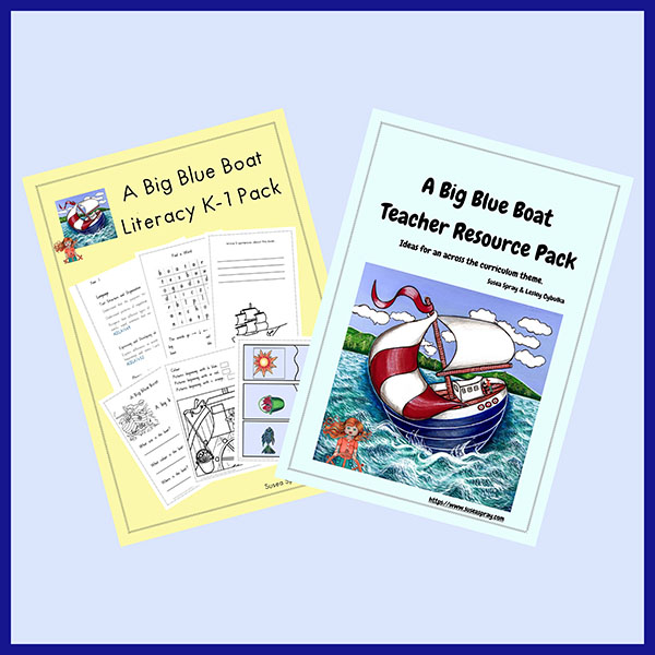 Literacy K-1 Pack reading, writing, phoncs and spelling activities for teachers The 322 page A Big Blue Boat Literacy K-1 Pack is perfect for the K-1 teacher. It’s filled with literacy activities focused on the picture book, A Big Blue Boat. literacy Pack Bundle 3