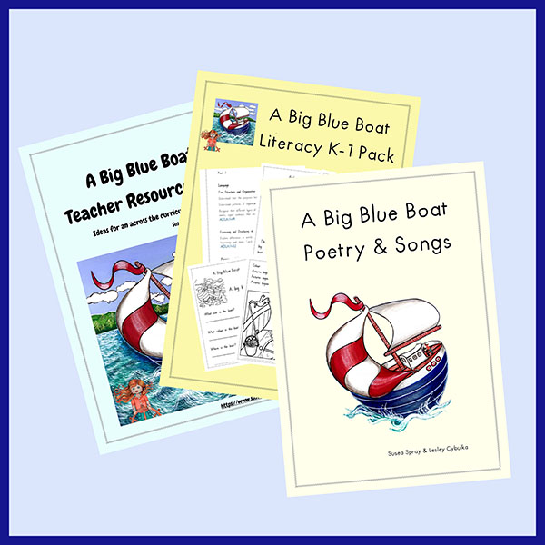 Literacy K-1 Pack reading, writing, phoncs and spelling activities for teachers The 322 page A Big Blue Boat Literacy K-1 Pack is perfect for the K-1 teacher. It’s filled with literacy activities focused on the picture book, A Big Blue Boat.
