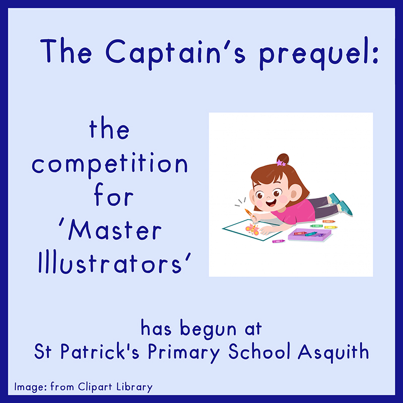 Author pen pal school illustrating the captain's prequel to A Big Blue Boat.